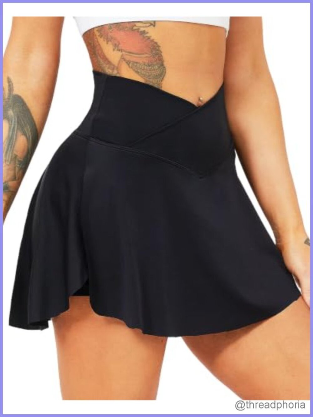 Women's Tennis Skort with Built-in Shorts & Pockets, High Waist Crossover
